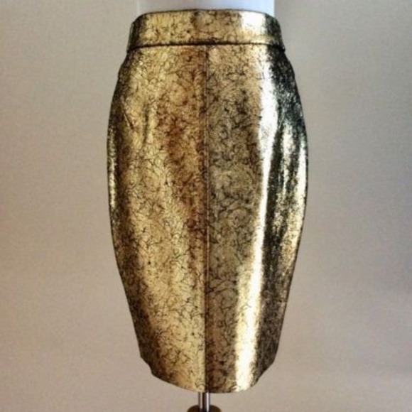 💕HP💕Gold/Black Leather “Crackled “ Look  Pencil Skirt NWT (RAOUL) also fits reg - Picture 5 of 11